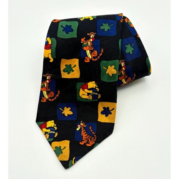 Vintage Disney Winnie The Pooh & Tigger Neck Tie With Colorful Square Design - Picture 8 of 8
